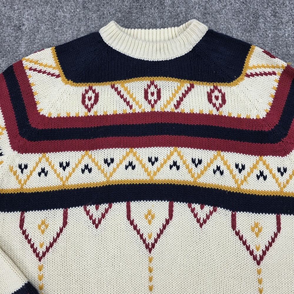 Youngbloods Sweater Men Medium Cream Southwestern Aztec Acrylic Knit Pullover 90 - Picture 9 of 16
